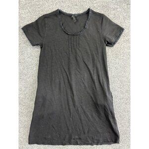 Knots Sisters Shirt Womens XS Black Short Sleeve Lace Trim Pullover Stretch Top